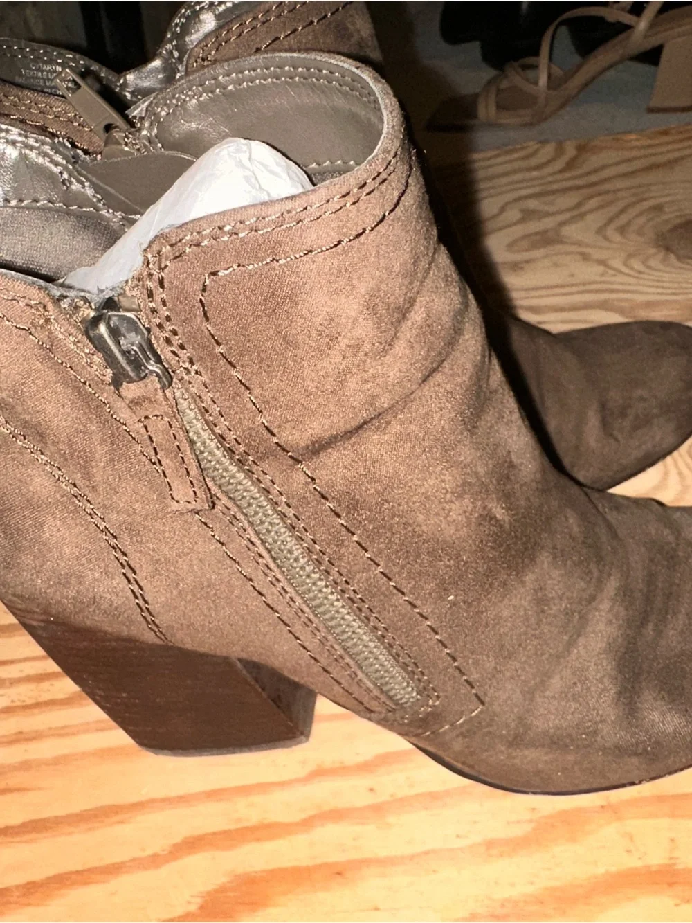 Women's Brown Suede Ankle Booties - Classic Zip Side Style